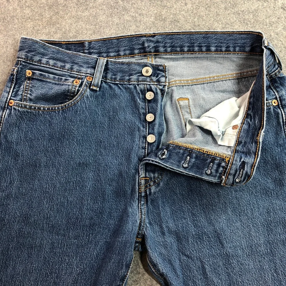 Levi's Mens 501 Original Fit Jeans 34x34 Blue Button Fly Straight Leg Denim